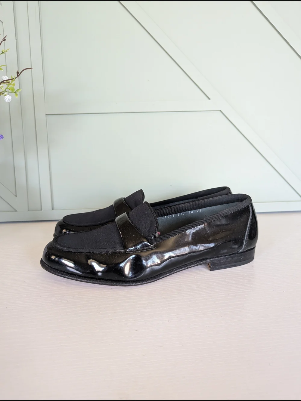 Salvatore Ferragamo Black Patent & Fabric Slip-On Loafers